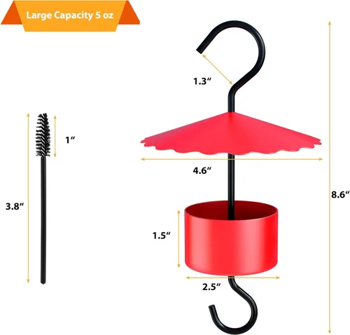 Miniatura 6 de Comedero grande de metal para colibríes, protector de hormigas de 5 onzas, para comederos de colibríes, mantiene eficazmente la miel segura, se