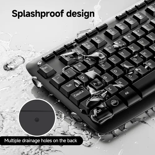 Miniatura 3 de Redragon BK7366 Teclado con cable, Teclado de Computadora USB Multimedia Silencioso, Teclado Silencioso con Teclado Numérico Grande, Resistente a