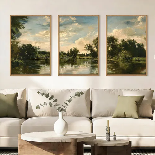 Miniatura 71 de Aryroi Juego de arte de pared en lienzo abstracto grande con marco floral, estilo bohemio, retro, neutro, flores silvestres, arte botánico de flores