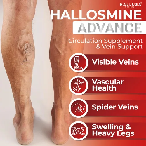Miniatura 4 de Hallosmine Advance - Cápsulas de diosmina de 1000 mg – Suplemento de circulación de fuerza máxima y apoyo venoso, salud vascular, venas visibles
