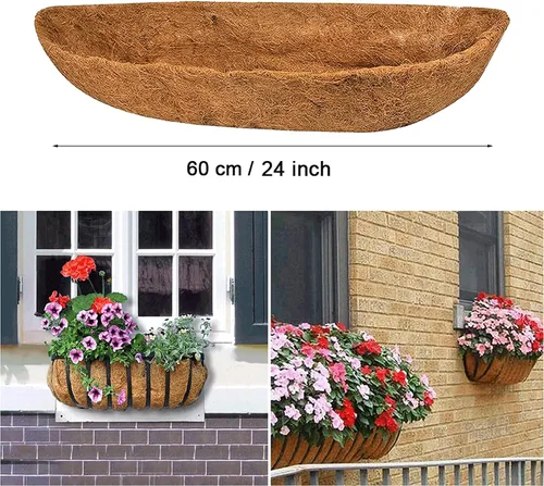 Miniatura 5 de 2 revestimientos de coco natural para macetas, revestimientos de cesta colgante de 24/30/36/48 pulgadas, forro de repuesto de fibra de coco