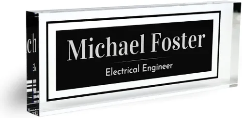 Miniatura 18 de Placa de Nombre de Escritorio de Acrílico Transparente Grueso Personalizada de 8x3" con Logo Personalizado - Decoración Profesional de Oficina