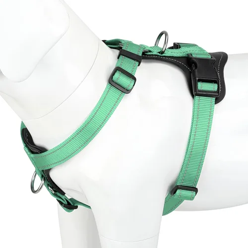 Miniatura 10 de Plutus Pet Arnés ajustable sin tirones para perro con detalles de cuero, chaleco de nailon reflectante resistente para entrenamiento, senderismo