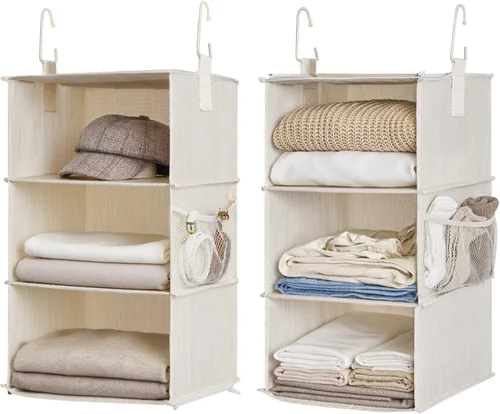 Miniatura 12 de StorageWorks Organizadores de Armario Jumbo de 6 Estantes, Dos Estantes Colgantes Separables de 3 Estantes para Armario, 13" P x 15" A x 48 ¼" Al