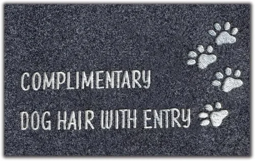 Miniatura 11 de Assaoy Tapete para puerta de exterior con texto en inglés "Dogs Welcome People", divertido tapete bordado negro para entrada, para interiores y Perro