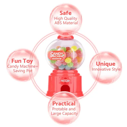 Miniatura 6 de Fdit Máquina portátil de caramelo para niños Mini dispensador de bolas de goma de plástico Regalo de jardín de infantes para niños (rojo)