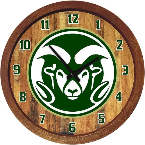 Miniatura 107 de The Fan-Brand NCAA Oklahoma Sooners: Reloj de pared con parte superior de barril de imitación para decoración de bar, decoración de fiesta