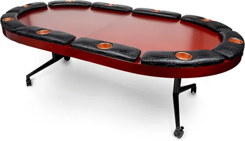 Elite - Mesa de póquer para 10 jugadores con acabado de madera de caoba