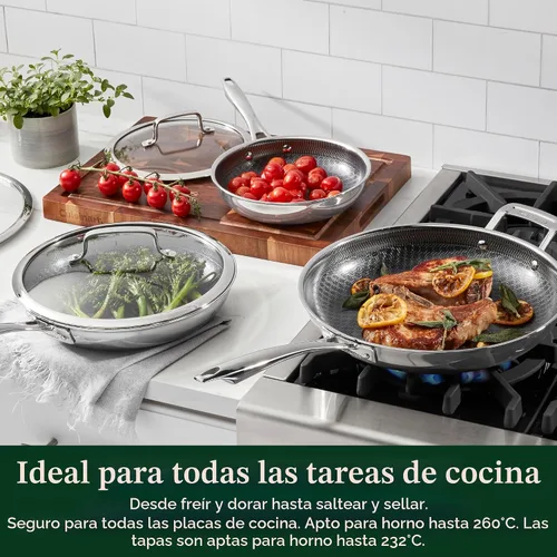 Miniatura 7 de Cuisinart FusionElite+ Juego de utensilios de cocina antiadherentes de acero inoxidable de tres capas, juego de cocción de sartenes de 6 piezas