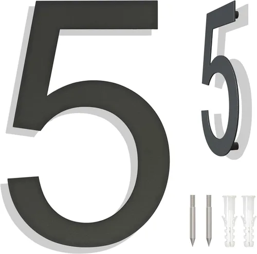 Miniatura 9 de Números grandes de acero inoxidable de 8 pulgadas, número de puerta de dirección de casa moderno negro para exterior, fácil de instalar, negro mate