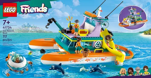 Miniatura 2 de LEGO Friends Sea Rescue Boat 41734 - Juego de juguetes de construcción para niños y niñas a partir de 7 años que aman el mar, incluye 4 mini