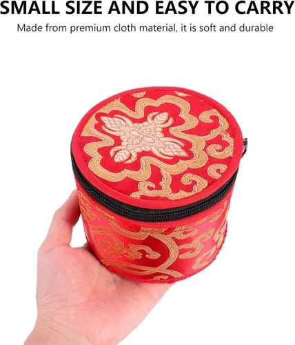 Miniatura 3 de Bolsa tibetana con cremallera para cuenco de meditación budista, soporte portátil de viaje al aire libre, caja de almacenamiento de 4.7 x 3.7 in