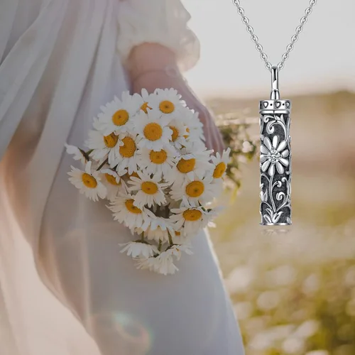 Miniatura 5 de Collar con colgante de urna de cenizas de cremación y árbol de la vida para mujer, plata de ley US1