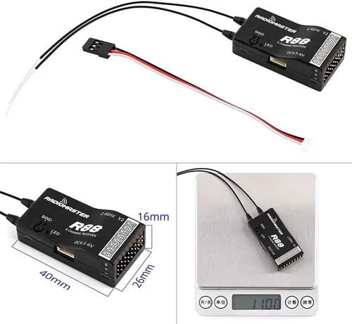 Miniatura 3 de RadioMaster R81 R84 R86 R86C R88 R161 R168 2.4GHz Over 1KM SBUS Nano Receptor Compatible FrSky D8 TX16S Soporte Retorno RSSI (R88 V2 8CH Receptor)