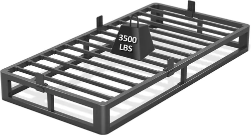 Firpeesy - Base de cama individual de 6 pulgadas con bordes de esquinas redondas, base de plataforma metálica individual de bajo perfil con soporte