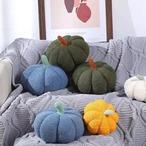 Miniatura 3 de Queekay 2 almohadas de calabaza de felpa de 11 x 9.5 pulgadas, decoración de calabaza rellena de Acción de Gracias para otoño, hogar, dormitorio