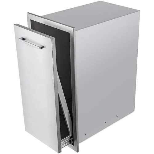 Cajón de basura extraíble de acero inoxidable para cocina al aire libre, cajón de basura para dos papeleras comerciales de 10 galones (con asa-14 x