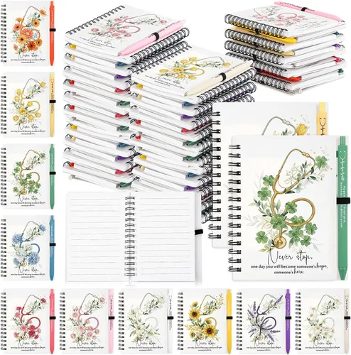 Miniatura 10 de Honoson 30 Juegos de Cuadernos en Espiral, Regalos de Agradecimiento para Empleados, Diarios Inspiracionales con Bolígrafos de Bambú Retráctiles a
