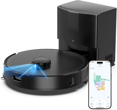 Robot aspirador y trapeador E10+, autovaciado de 75 días, succión de 8000 PA, navegación LiDAR, mapeo del hogar, aplicación y control de voz, tiempo