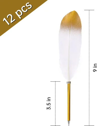 Miniatura 2 de 12 bolígrafos de plumas vintage, bolígrafo suave y esponjoso para invitados, suministros de boda, fiesta nupcial, 10.6 pulgadas