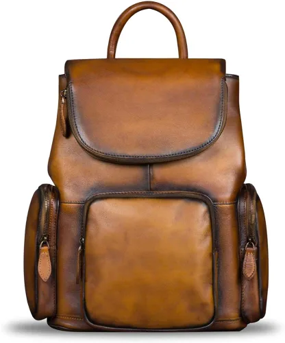 Miniatura 2 de Mochila de cuero para mujer Vintage hecho a mano casual mochila