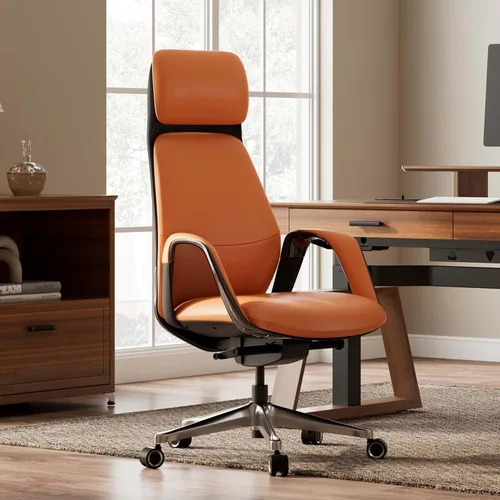 Miniatura 10 de EUREKA ERGONOMIC Serene - Silla de oficina ejecutiva, de piel de napa de alta calidad, con respaldo alto, con base de aluminio, silla ergonómica
