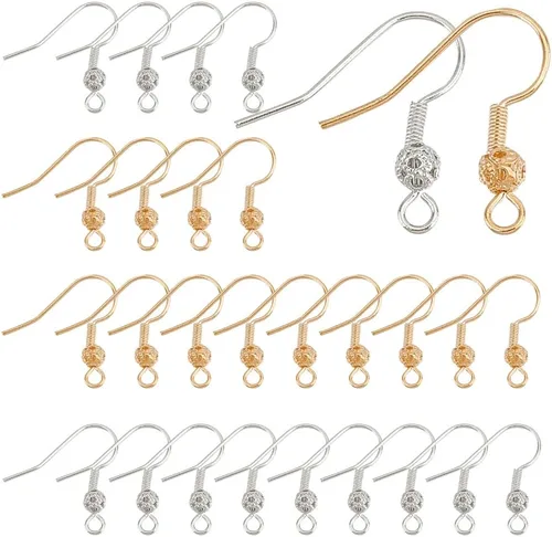 Miniatura 17 de SUNNYCLUE 1 Caja 100Pcs Ganchos de Pendiente Franceses Chapados en Oro Real de 18K, Pendientes de Anillo de Pescado, Alambres de Acero Inoxidable