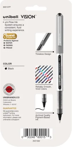 Miniatura 7 de uni-ball Vision Stick - Bolígrafos de punta fina, tinta negra, paquete de 4 unidades Negro