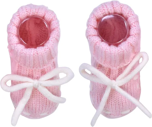 Miniatura 3 de Conjunto de gorro y calcetines para bebés y niños, botines cálidos y gorro con pompones
