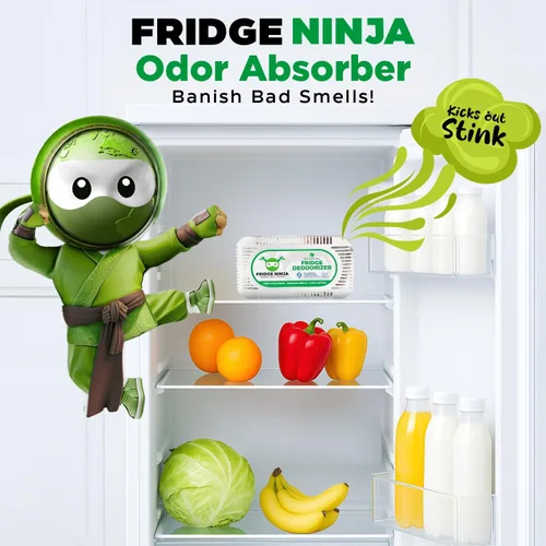 Miniatura 2 de Fridge Ninja - Desodorizador para nevera (paquete de 4), más eficaz que el bicarbonato de sodio, desodorante de carbón activado natural y sin