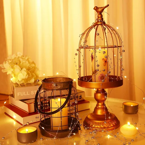 Miniatura 4 de Hicarer Cadena de perlas de 157 pies con 24 cuerdas para velas flotantes, perlas de imitación como relleno de jarrón, ideal para bodas, fiestas