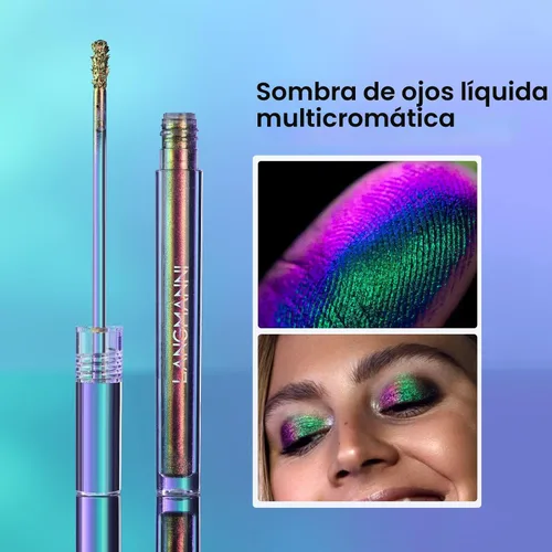 Miniatura 2 de Sombra de ojos de camaleón líquida metálica, aspecto de ojos multidimensional, maquillaje holográfico de larga duración con purpurina multicolor