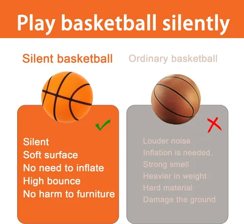 Miniatura 5 de Pelota de baloncesto silenciosa Tamaño Regalo Embalaje Cumpleaños Bola de espuma para interiores Naranja Dribbling silencioso para entrenamiento