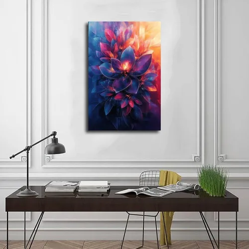 Miniatura 3 de Cyberpunk Inspired Retro Nature Abstract Print – Neon Purple & Sapphire Blue – Unique Modern Wall Art Canvas Poster Wall Art Decor Print Picture Sin