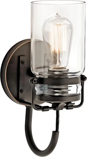 Miniatura 3 de Lámpara de pared Brinley de Kichler, para 1 foco y con pantalla de vidrio transparente, 45576OZ, 100watts, 120 volts Bronce antiguo