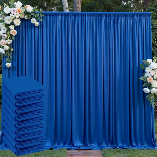 Miniatura 77 de Cortinas de telón de fondo blanco de 30 pies x 8 pies para fiestas de boda, 6 paneles de 5 pies x 8 pies, cortinas de fotografía de poliéster sin