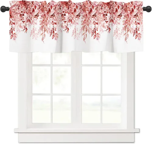 Miniatura 22 de Cortinas Cenefa Verde Salvia Floral Cocina con Bolsillo para Barra Paneles Cortos Acuarela Hojas de Eucalipto Retro Tratamiento de Ventana Cortinas
