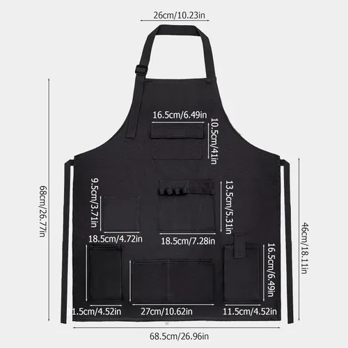 Miniatura 3 de boshiho Delantal de pintura para adultos, hebilla ajustable, delantal de peluquero con bolsillos para mujeres/hombres/unisex, delantal de trabajo
