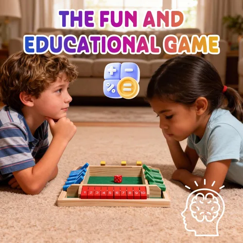 Miniatura 4 de AICase Juego de dados Shut The Box, juego de pilas de colores, edición familiar, relleno de cesta de Pascua, 2-4 jugadores, mesa de madera