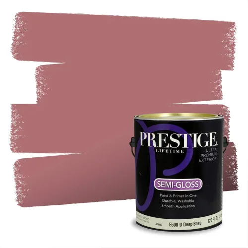 Miniatura 636 de Prestige Paints Pintura exterior e imprimación en uno, 1 galón, plano, coincidencia comparable de Valspar* Amber Rose*