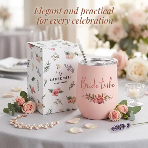 Miniatura 2 de CARAKNOTS Regalos de la tribu de la novia, vaso de vino de boda para despedida de soltera, accesorios de recuerdo de fiesta, tazas de dama de honor