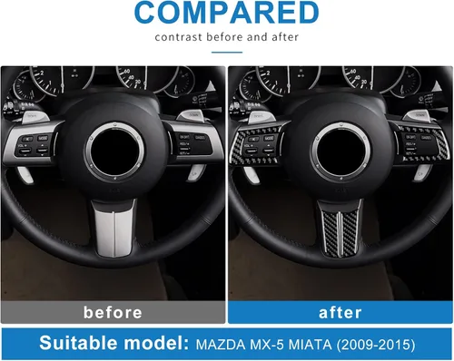 Miniatura 3 de Fibra de carbono, para Mazda, marco de botón de volante, decoración para Mazda MX-5, Miata, MX5, 2006, 2007, 2008, 2009, 2010, 2011, 2012, 2013