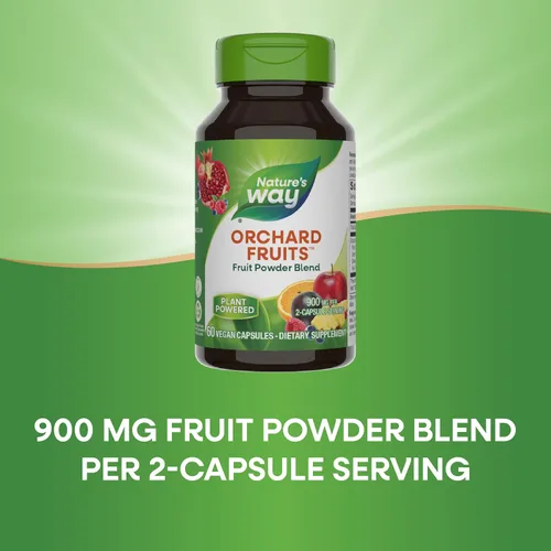 Miniatura 3 de Nature's Way Frutas de huerto, mezcla de polvo de frutas, contiene 12 frutas diferentes, 900 mg por porción de 2 cápsulas, 60 cápsulas