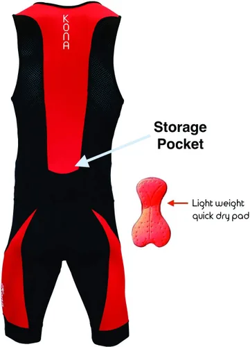 Miniatura 3 de Kona II - Traje de triatlón para hombre, sin mangas, con bolsillo de almacenamiento y cinturón de peto de carrera