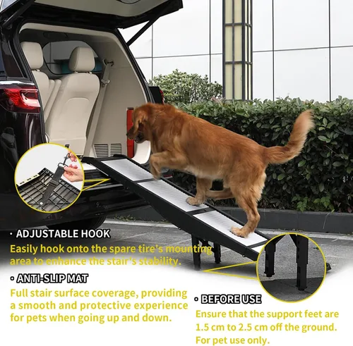 Miniatura 3 de Rampas de coche para perros, patas de apoyo de 8 alturas, 220 libras, antideslizantes, perros grandes Tamaño de mano para un fácil almacenamiento