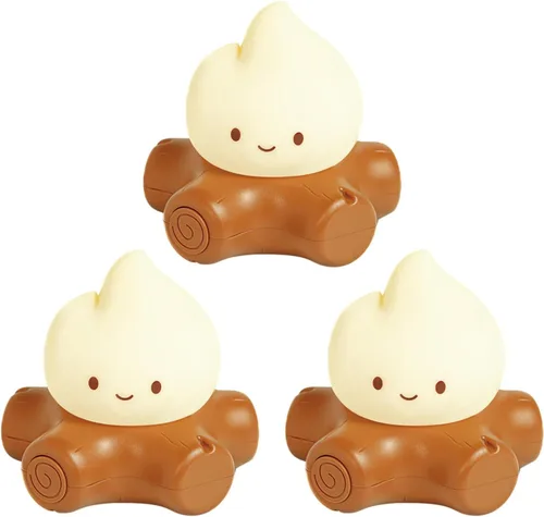 Miniatura 16 de WANIDEA Chibi Flame - Juego de 2 lámparas de noche, estilo anime, adorables y acogedoras, retro, recargable, para decoración, accesorios de Amarillo