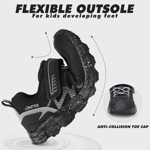 Miniatura 3 de UOVO Botas de senderismo resistentes al agua para niños, zapatos para caminar al aire libre, antideslizantes, al tobillo, zapatos deportivos