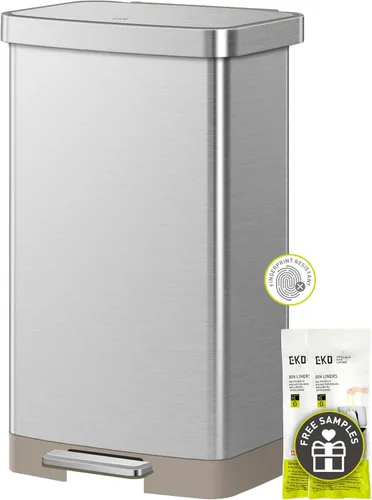 Miniatura 11 de EKO Hudson - Bote de basura de acero inoxidable mate de 50 litros/13.2 galones con compartimento de almacenamiento trasero