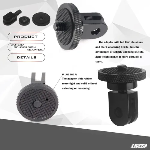Miniatura 2 de Niewalda Adaptador de montaje de trípode de cámara de aluminio, 2 adaptadores de conversión ¼-20 para trípode, adecuado para GoPro