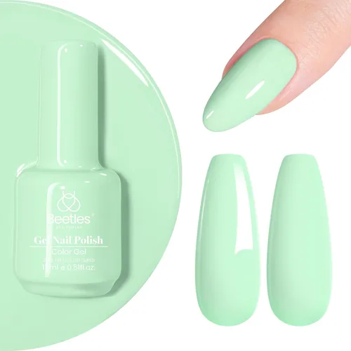 Miniatura 76 de Beetles - Esmalte de uñas de gel verde luminoso que brilla en la oscuridad, esmalte de uñas de gel que se absorbe con lámpara LED UV, arte de uñas
